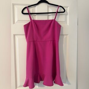 Pink Sleeveless Dress with Ruffle Hem